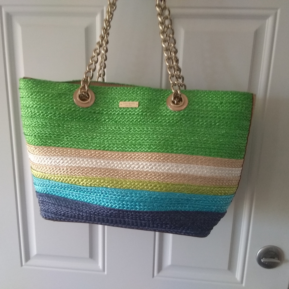 Kate Spade Chelsea Market Striped Straw Tote New No Tags